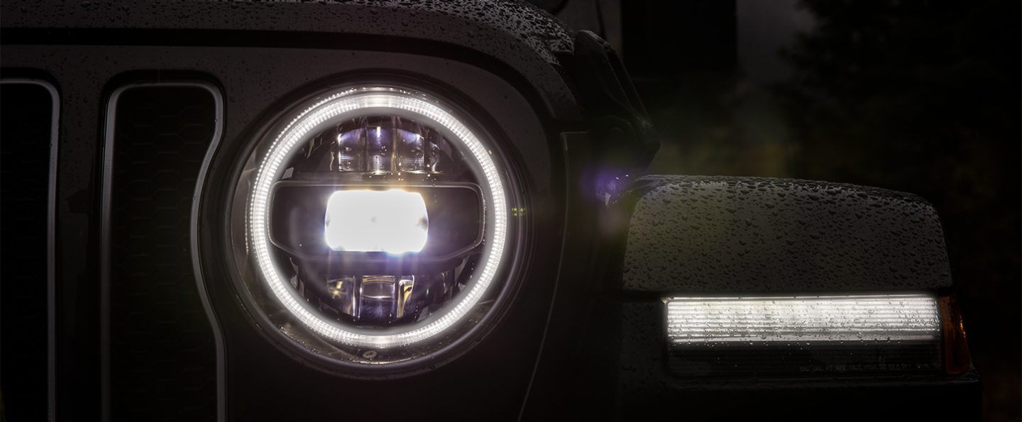 LED Headlamp with LED DRLs in Jeep Wrangler