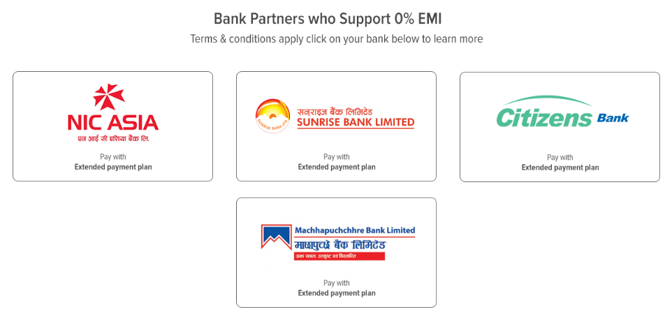 Daraz 0% EMI Facility Bank Partners