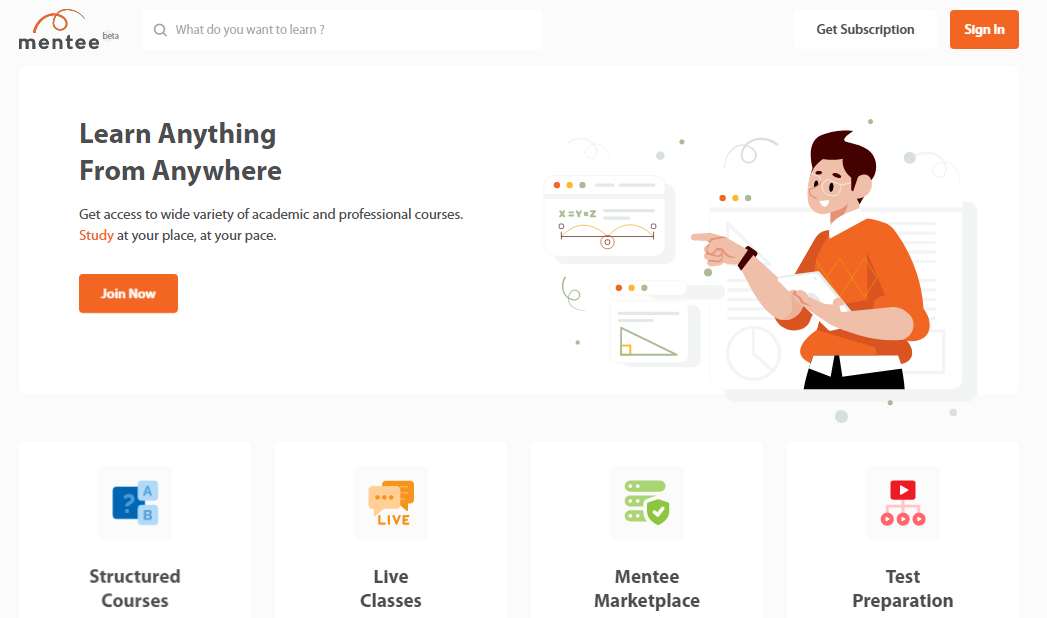Mentee Web Platform Homepage