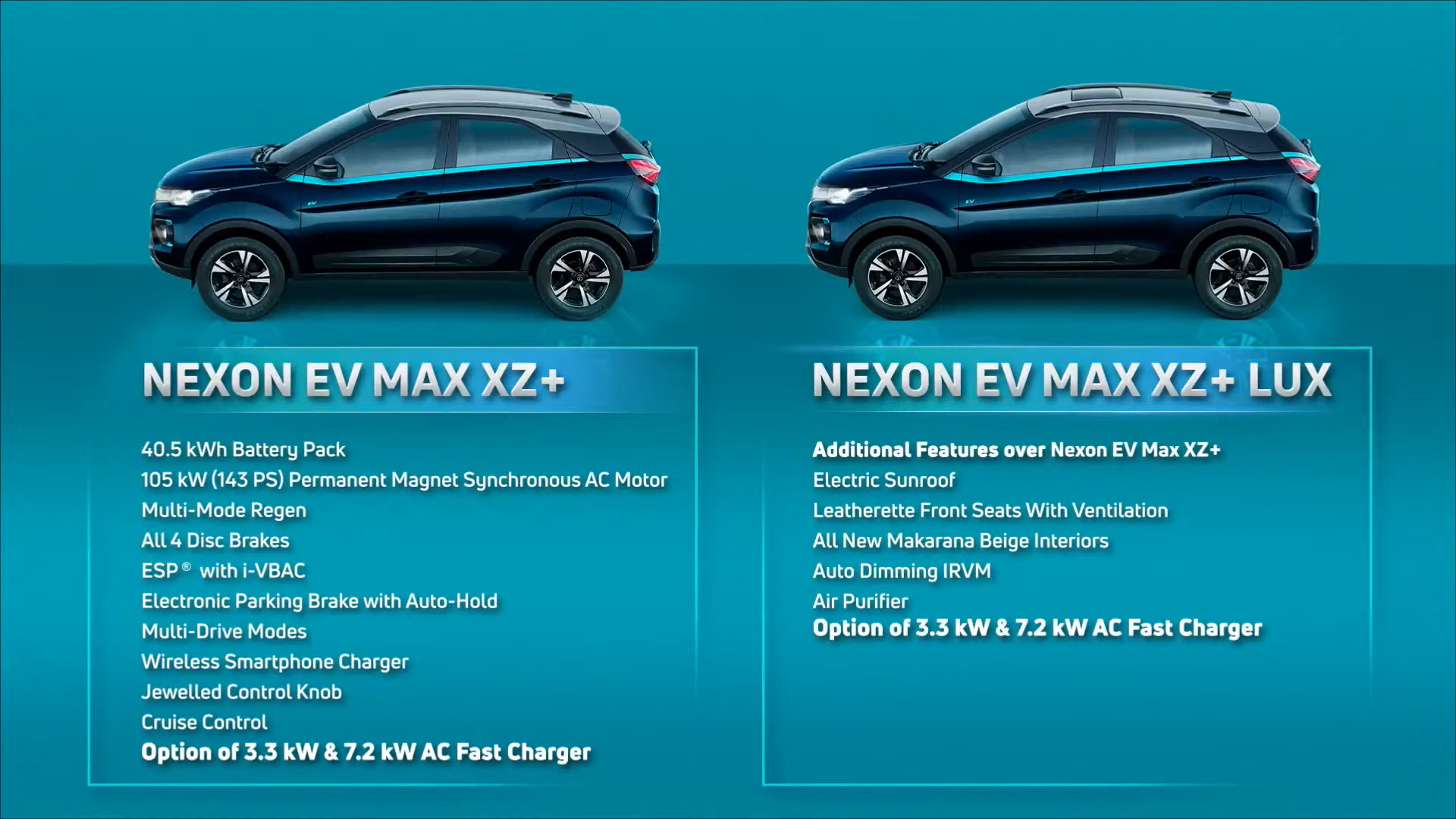Tata Nexon EV Max - Variant Differences