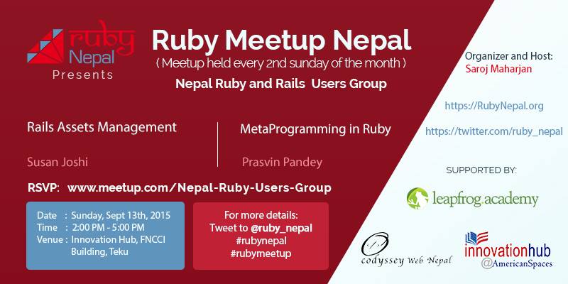 Ruby Meetup Nepal on September 12, 2015