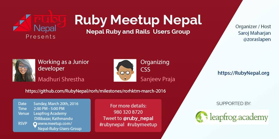 Ruby Meetup Nepal on March 20, 2016