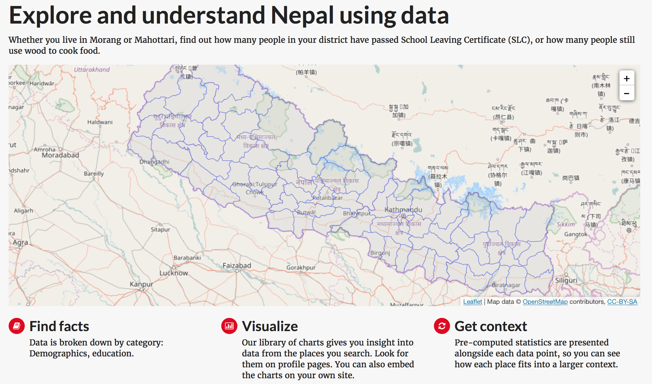 NepalMap – Explore Nepal using Data: Find facts, Visualize and Get Context