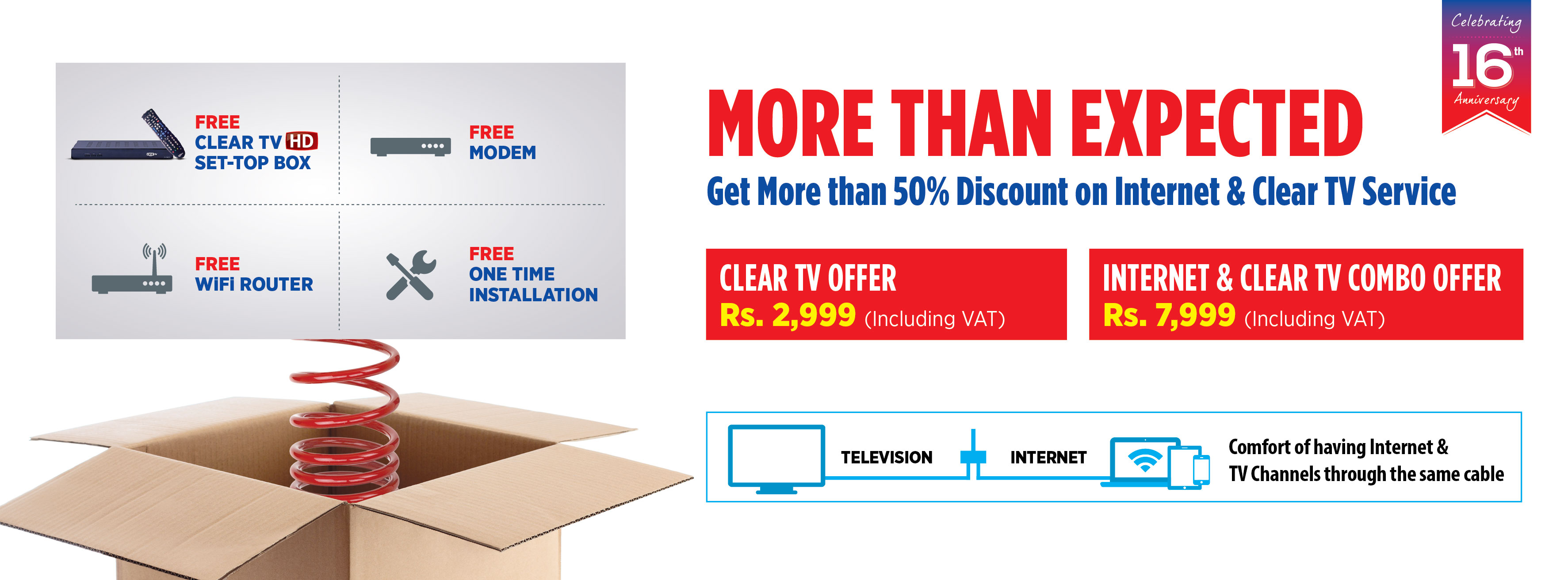 Subisu Celebrates its 16th Anniversary Offering 50% Discount on Internet and Clear TV