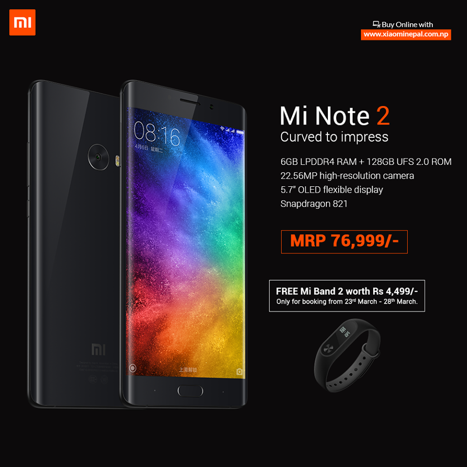 Mi Note 2 6GB RAM Available in Nepal, Pre-Booking Starts from Today!