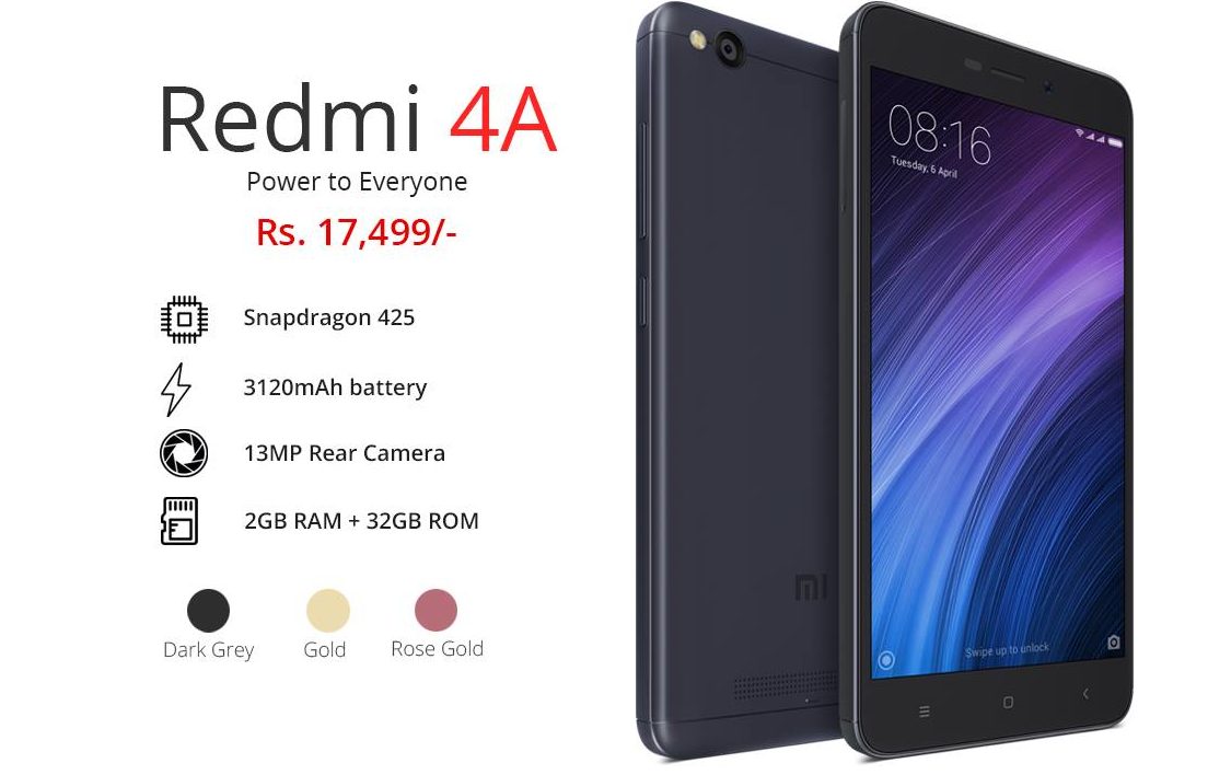 Redmi 4A 32GB in Dark Grey Available in Nepal for Rs. 17,499