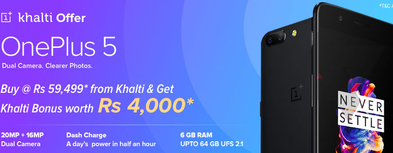OnePlus 5 Now Available in Khalti With Rs. 4,000 Khalti Bonus