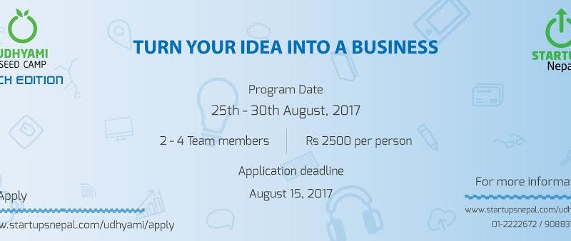STARTUPSNepal Announces ‘Udhyami Seed Camp – Tech Edition’