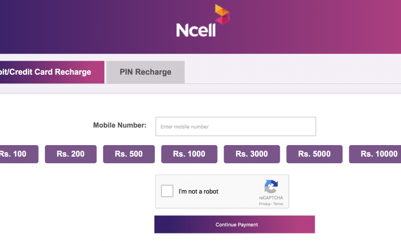 Ncell Online Recharge