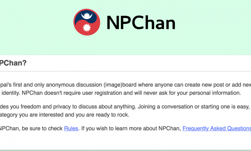 NPChan: Nepal’s First Anonymous Discussion Board Launches its Early Version
