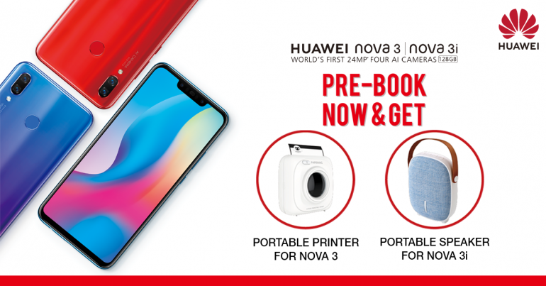 Huawei Nova 3 and 3i Pre-booking Offer: Free Printer and Speaker