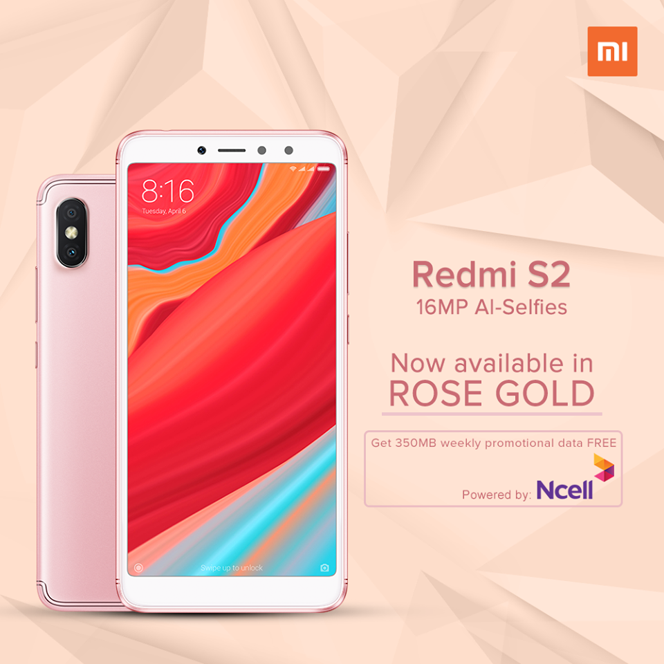 redmi s2 rose gold