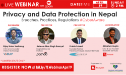 WEBINAR on “Privacy and Data Protection in Nepal” Scheduled for April 19, Sunday at 2PM