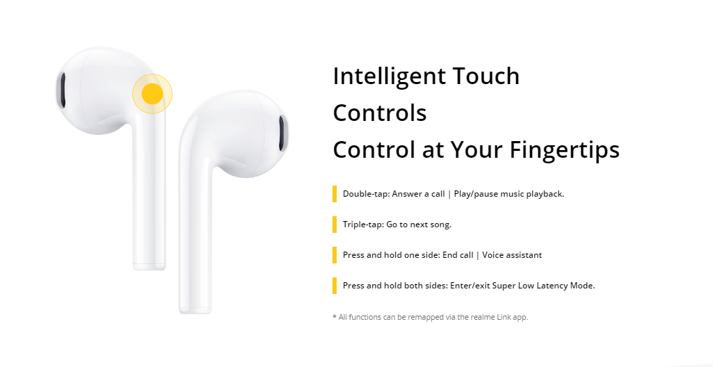 Realme Buds Air Neo Controls