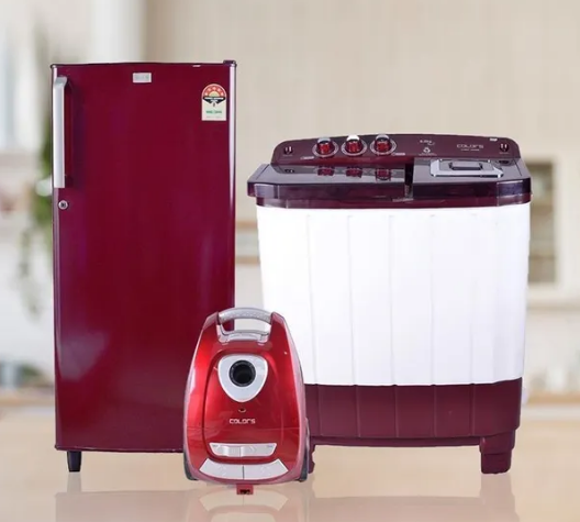 Colors 170 Liters Refrigerator, Vaccum Cleaner, and 6.8KG Washing Machine