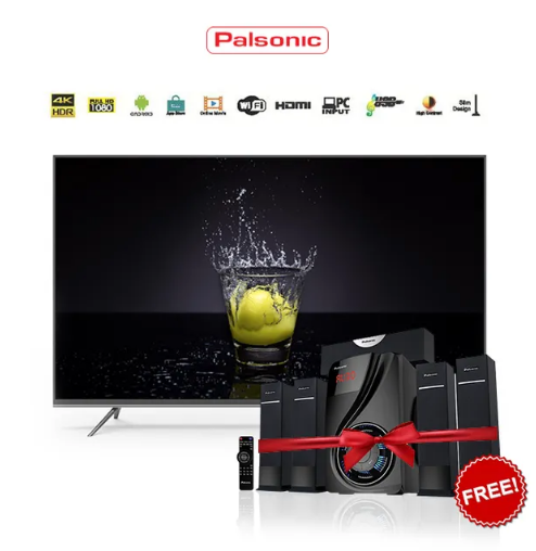 55-inch Palsonic 4k Smart LED TV + 5.1 CH Home Theatre