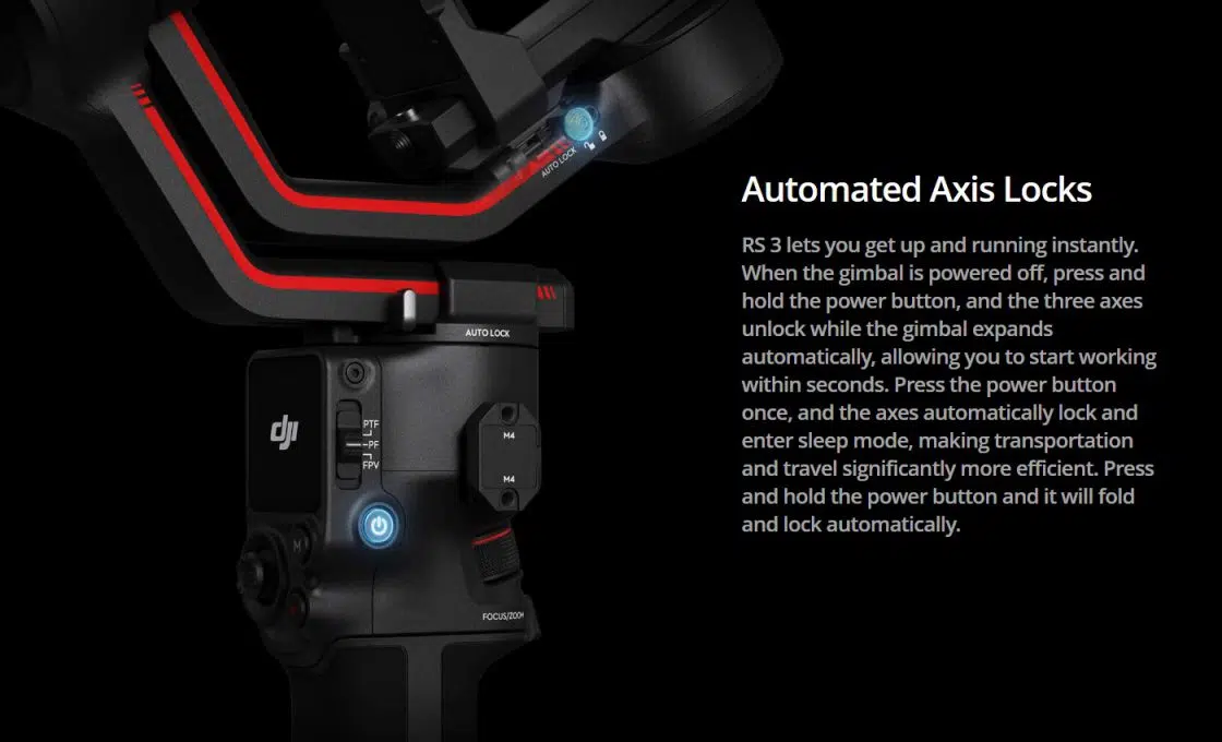 DJI RS 3 Automated Axis Locks