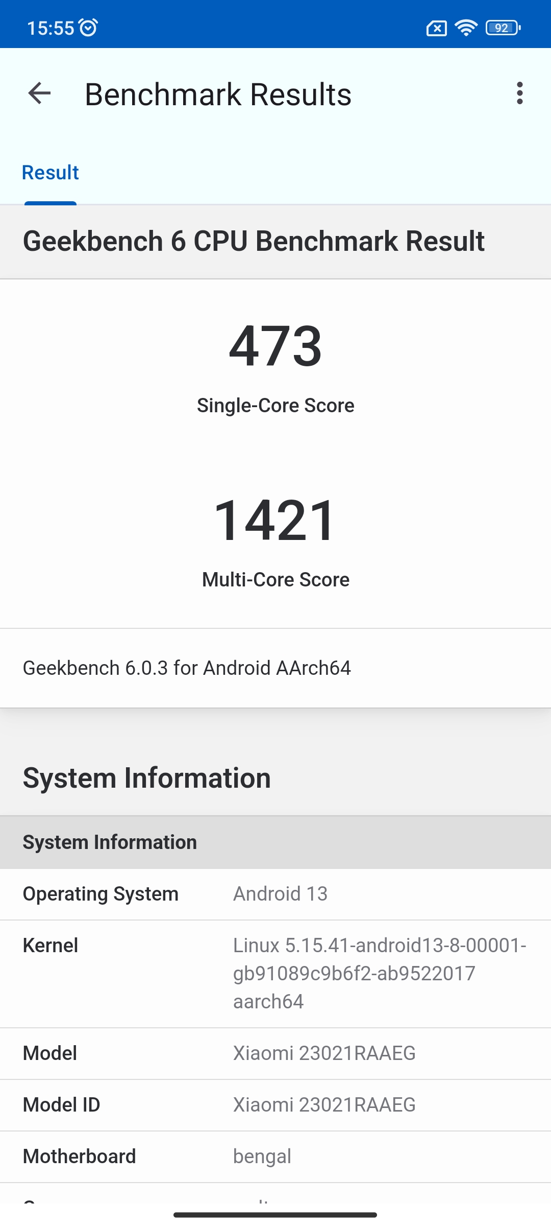 Geekbench 6 of Redmi Note 12 4G