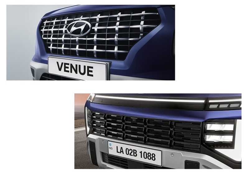 Front Styling in Hyundai Venue (Old Vs New)