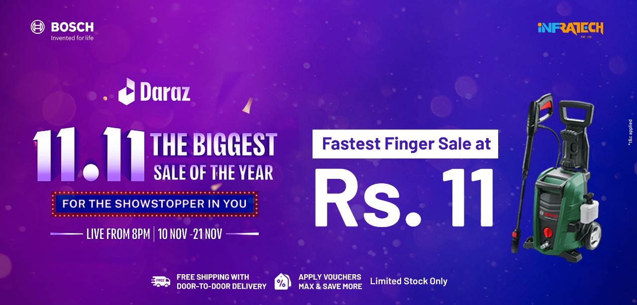 Bosch Power Tools’ Daraz 11.11 Offer: Rs. 22,900 Pressure Washer for Rs. 11!